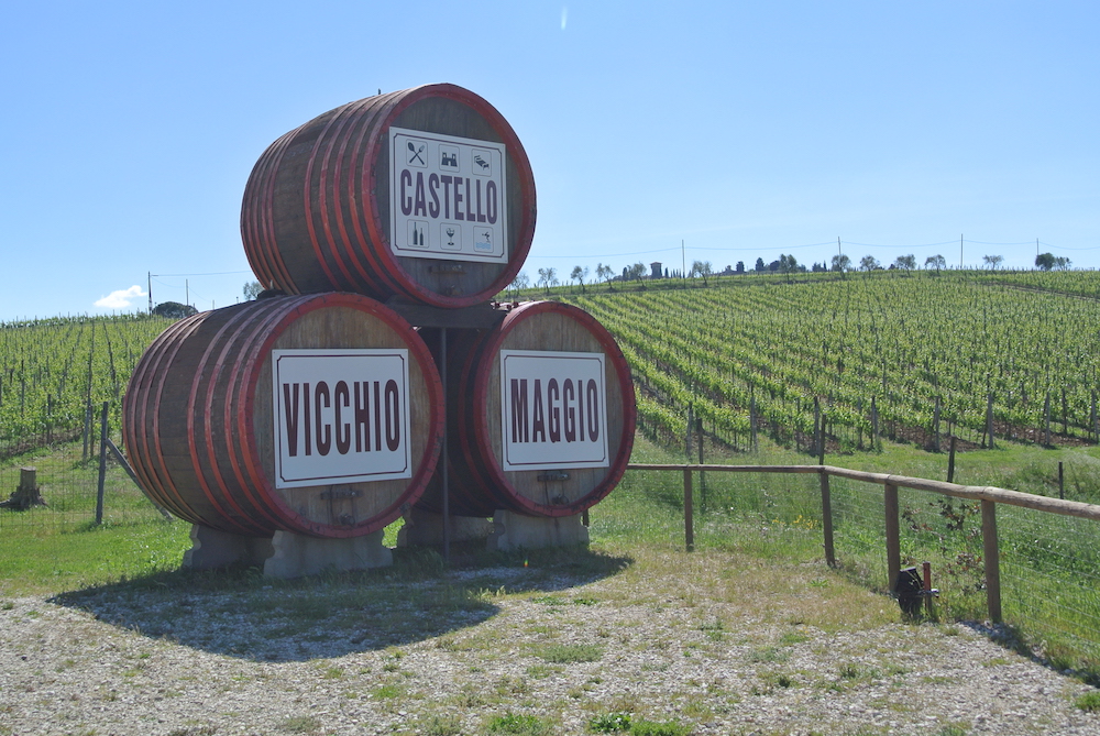 L'insegna ben visibile del Castello di Vicchiomaggio
