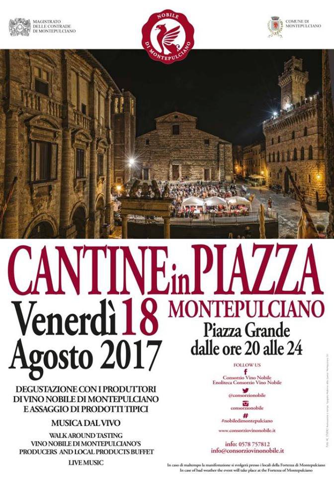 “Cantine in Piazza”: dal 18 agosto il Vino Nobile di Montepulciano in Piazza Grande