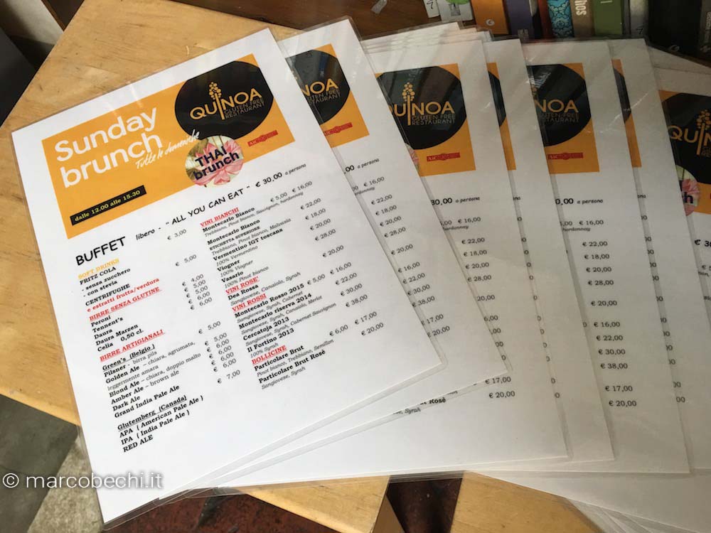 Il menu delle bevande