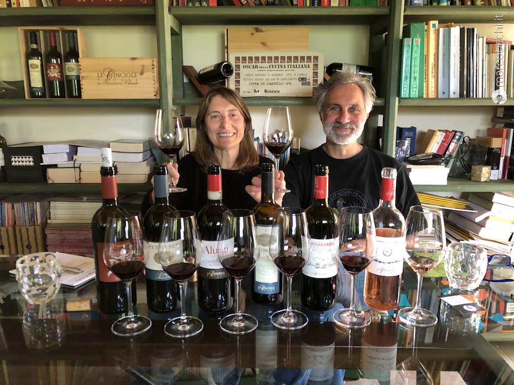 Valeria Viganò e Luca Orsini con I vini di Le Cinciole