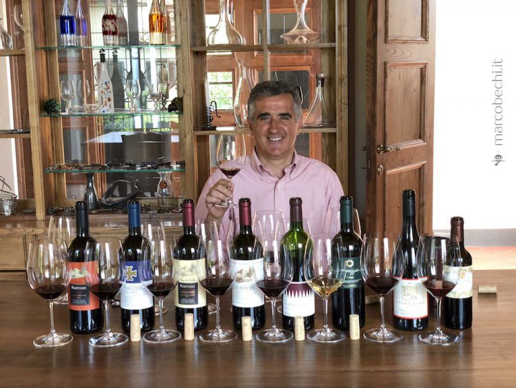 Giovanni Manetti con i vini di Fontodi in degustazione