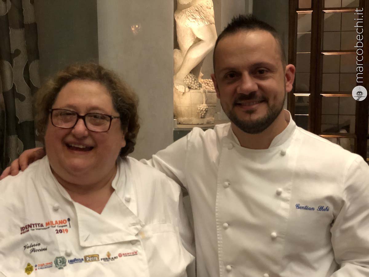 La chef Valeria Piccini di Caino** supervisiona l'executive chef Gentian Shehi del Winter Garden by Caino *