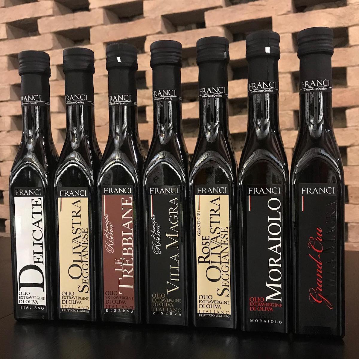 La gamma degli oli Top del Frantoio Franci