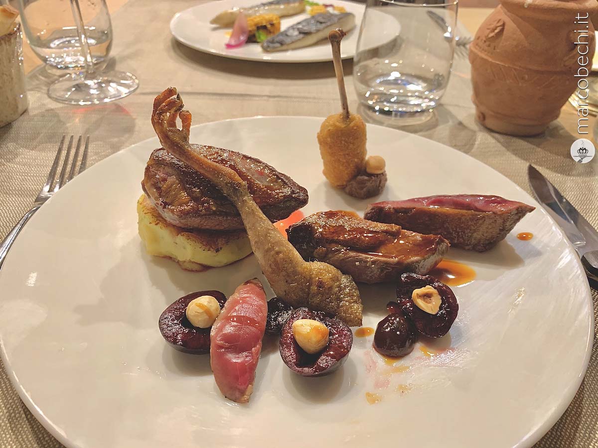 Piccione con il petto spadellato e patata alla mugellana,