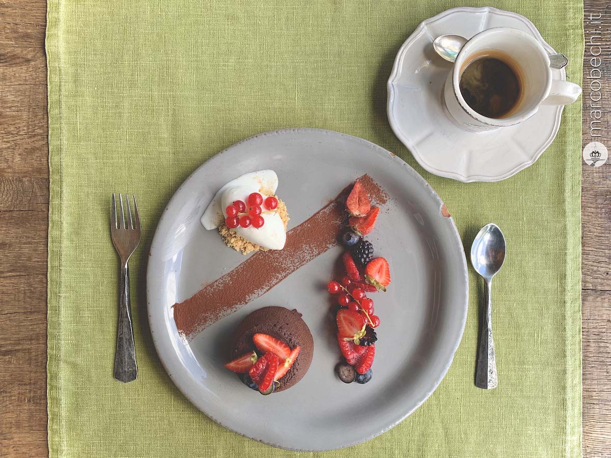 Il Tortino al cioccolato della Trattoria Sull'Albero di Borgo Santo Pietro
