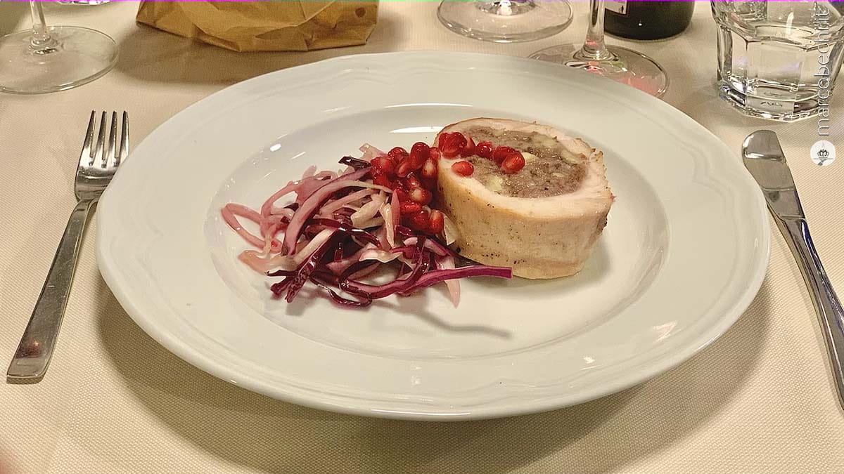 Tacchinella nostrane ripiena di castagne, bardiccio e pane dell'Osteria Pratellino - Cucina Fiorentina