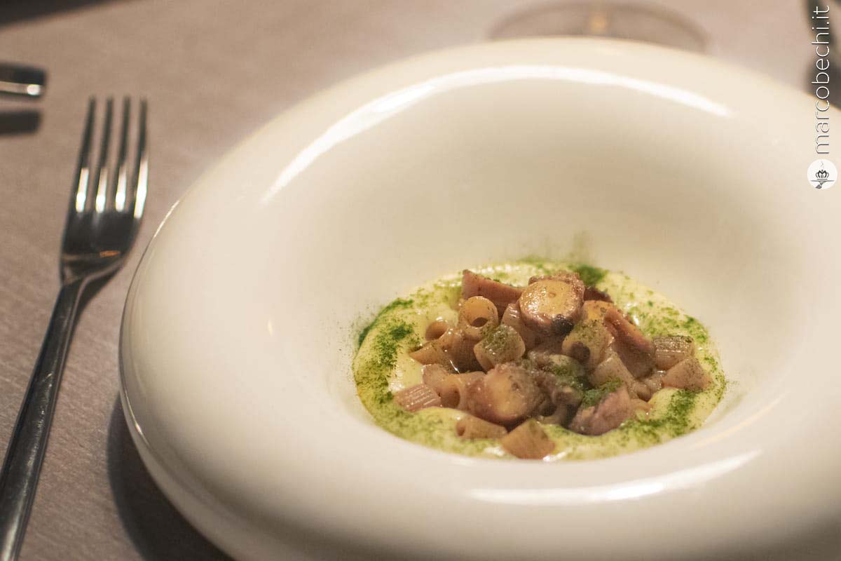 Ditalini di farro “Monograno Felicetti”, polpo alla paprika e patate affumicate