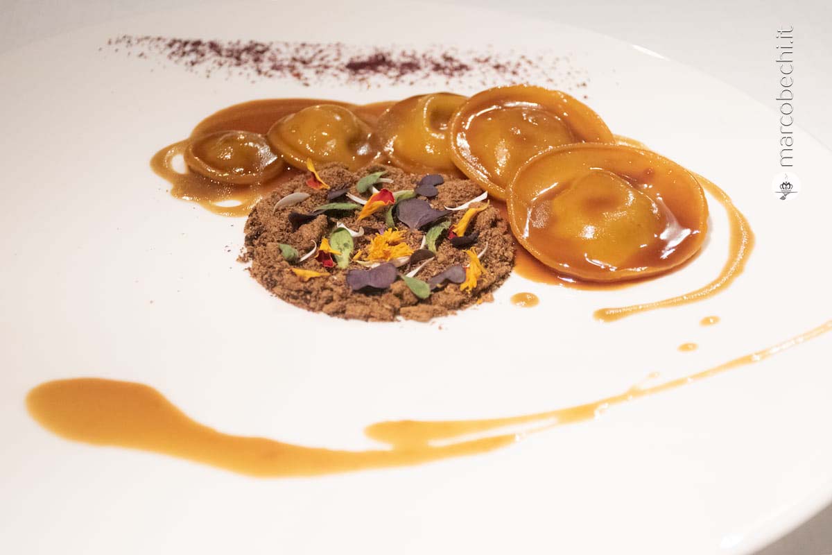 Raviolo di cinghiale Argentario Golf Resort & Spa e l'orto a "metro" 0 dello Chef Emiliano Lombardelli