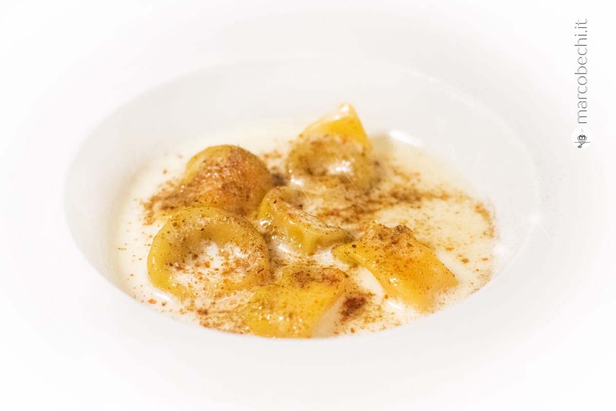 Tortellini, manzo alla chiantigiana, panna, lemongrass, capperi (2014)