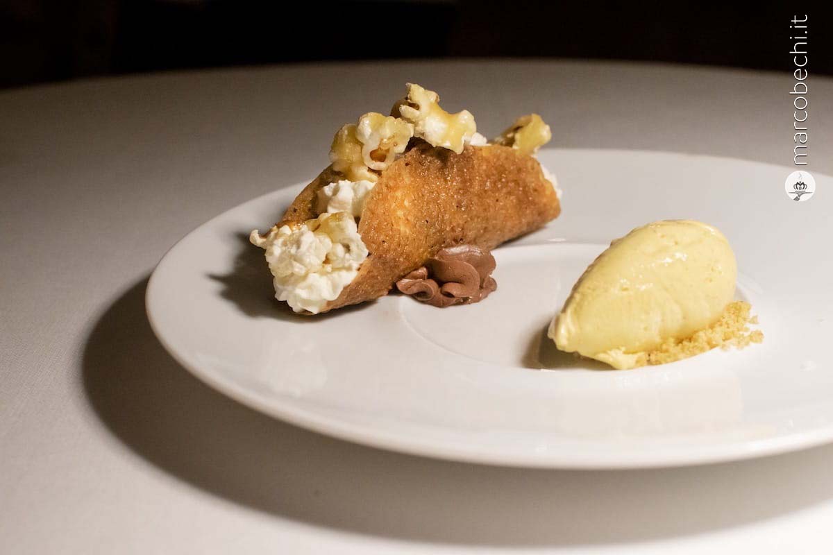 Il tacos con farina di polenta con pop corn caramellati