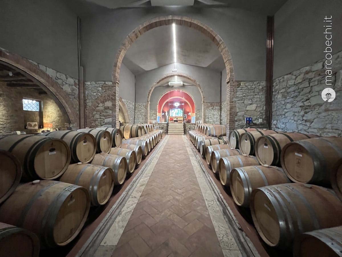 Uno scorcio della cantina di invecchiamento di San Felice