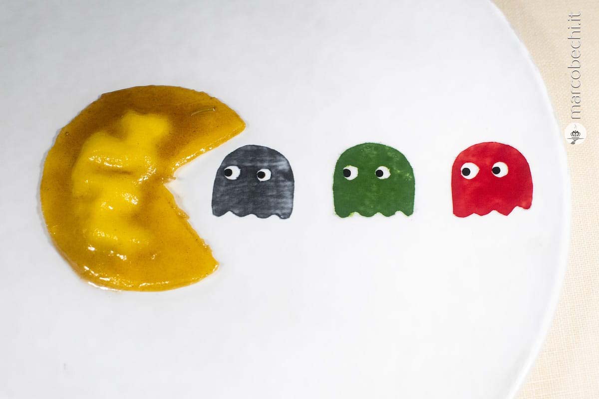 Pac Man Ravioli di ricotta fermentata in casa, burro nocciola e salvia