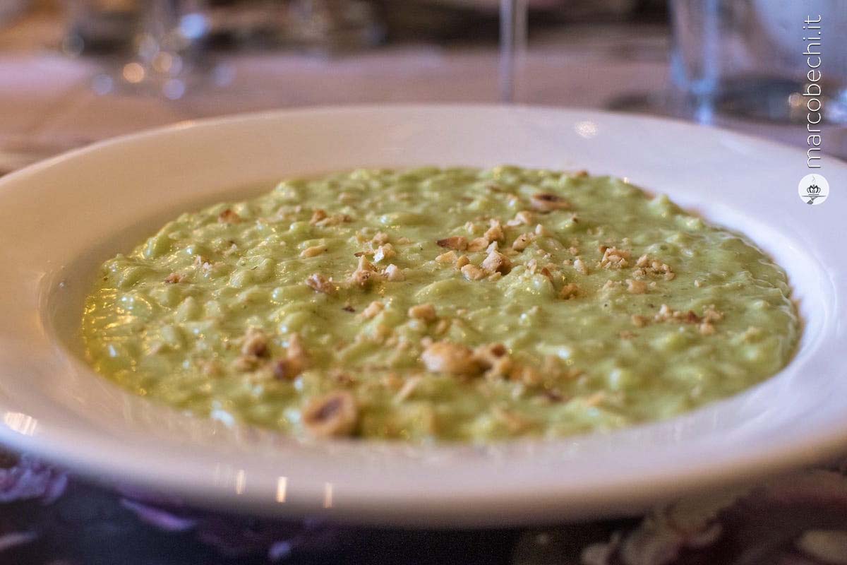 Riso Acquerello con broccoletti, stracciatella e nocciole