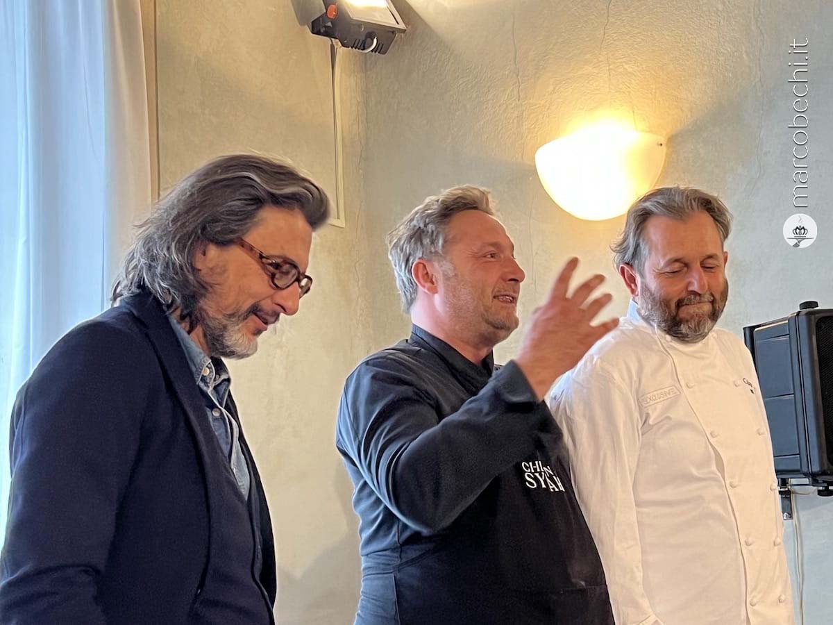 Il saluto finale dopo il pranzo di Tomei con Amerighi