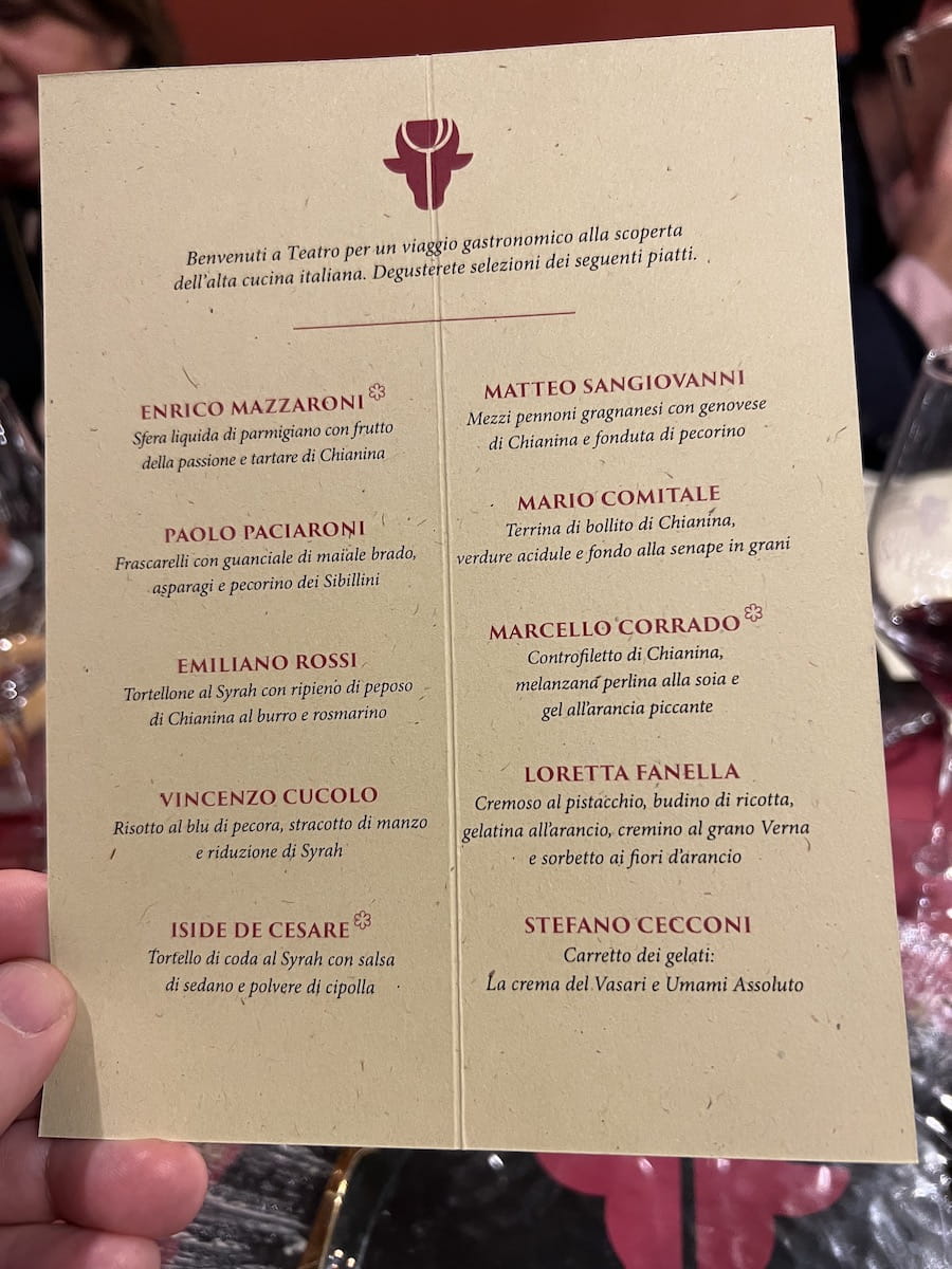 Il menù della prima sera di gala di venerdi