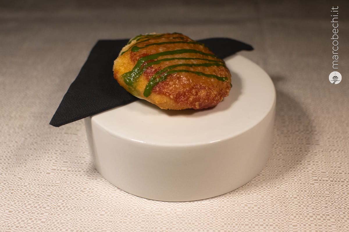 Montanarina con pomodoro San Marzano, Parmigiano Reggiano 36 mesi e salsa al basilico