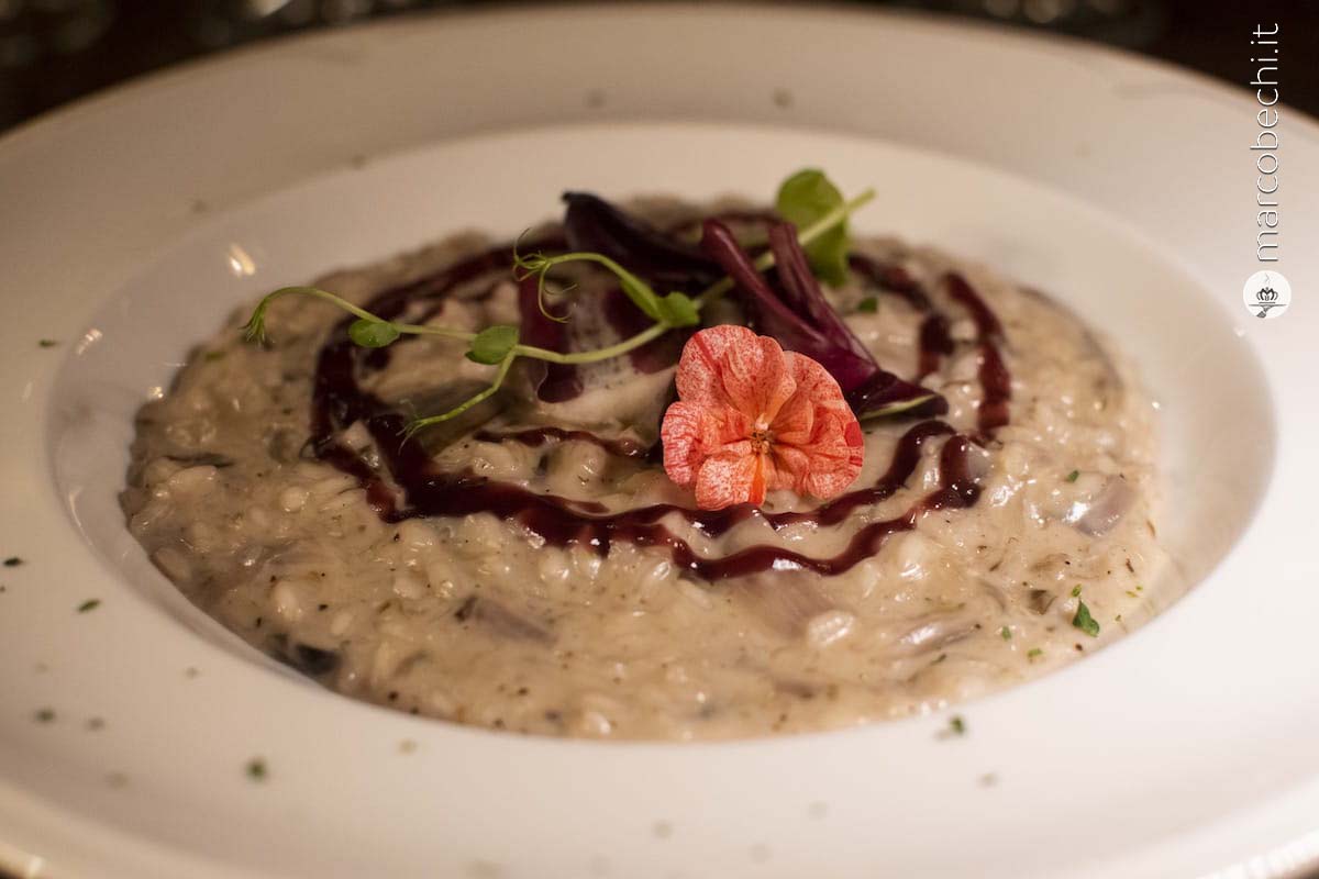 Risotto al fiore d'inverno, gorgonzola e colatura di Corpore