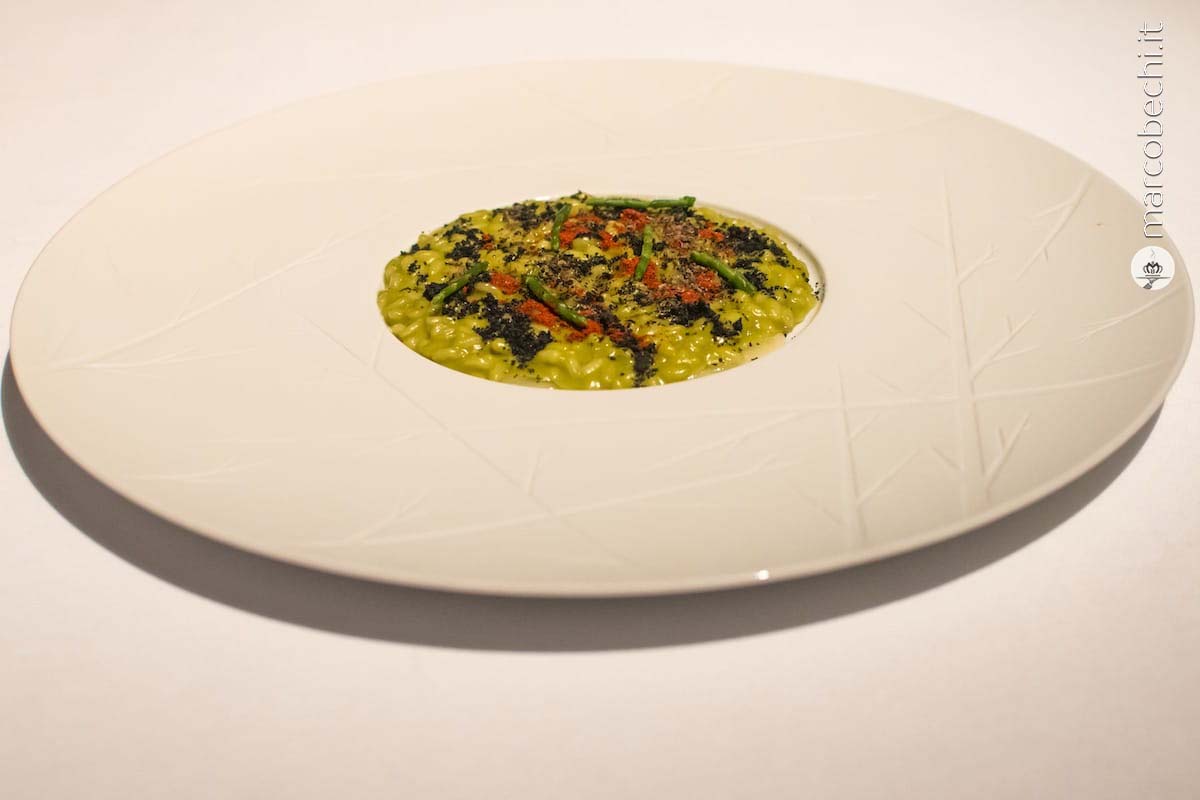 Risotto, sudachi, friggitelli e alghe