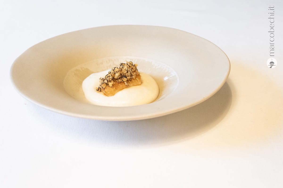 San Pietro, scorzonera, scalogno fondente, miso di ceci