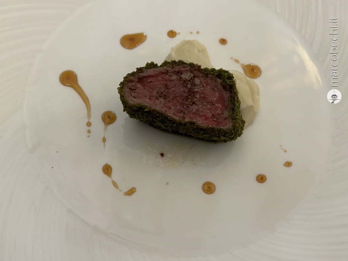 Manzo impanato alla fiorentina con purè di sedano rapa