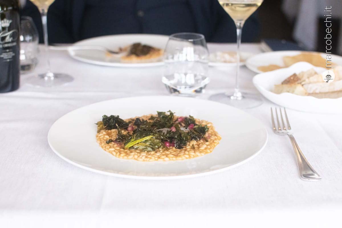 Risotto alle cicale, melograno e cavolo nero