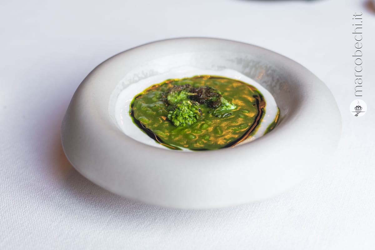 Riso Rosa Marchetti, cime di rapa, kefir di pecora