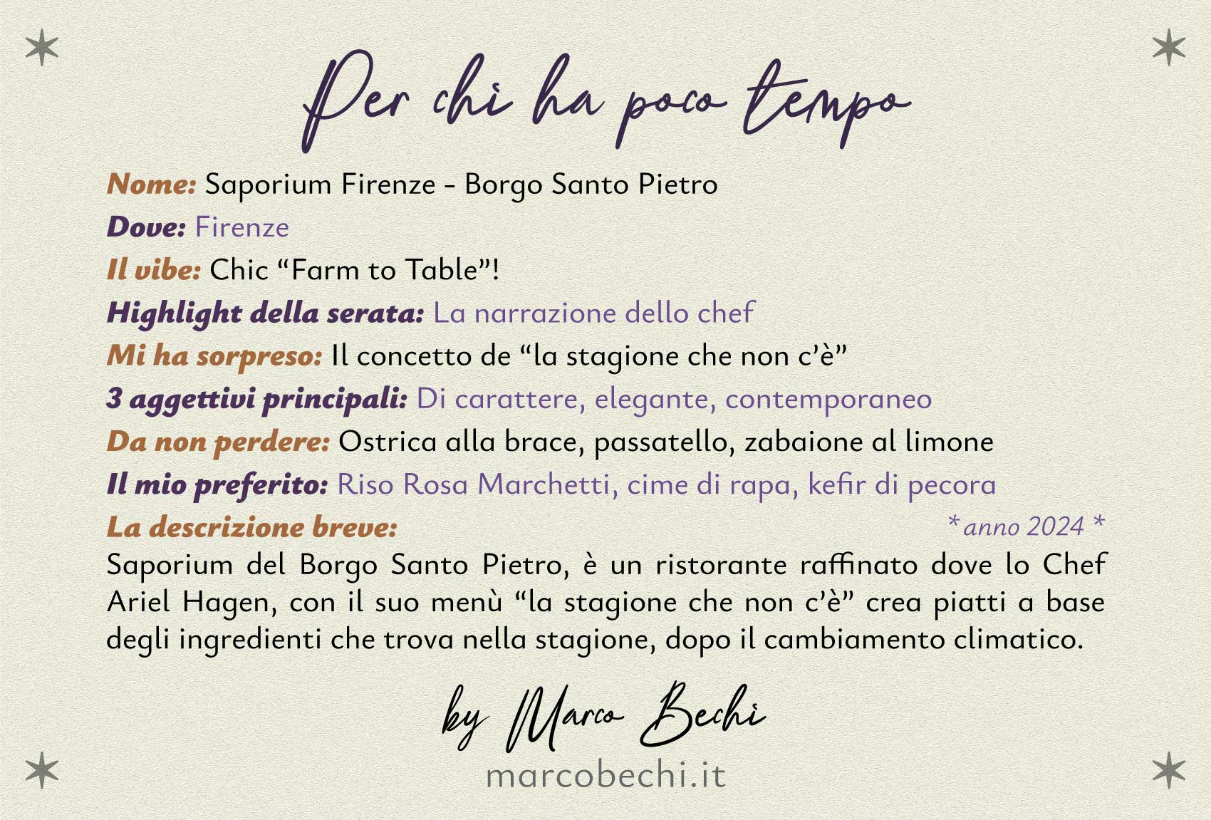 Per chi non ha tempo
