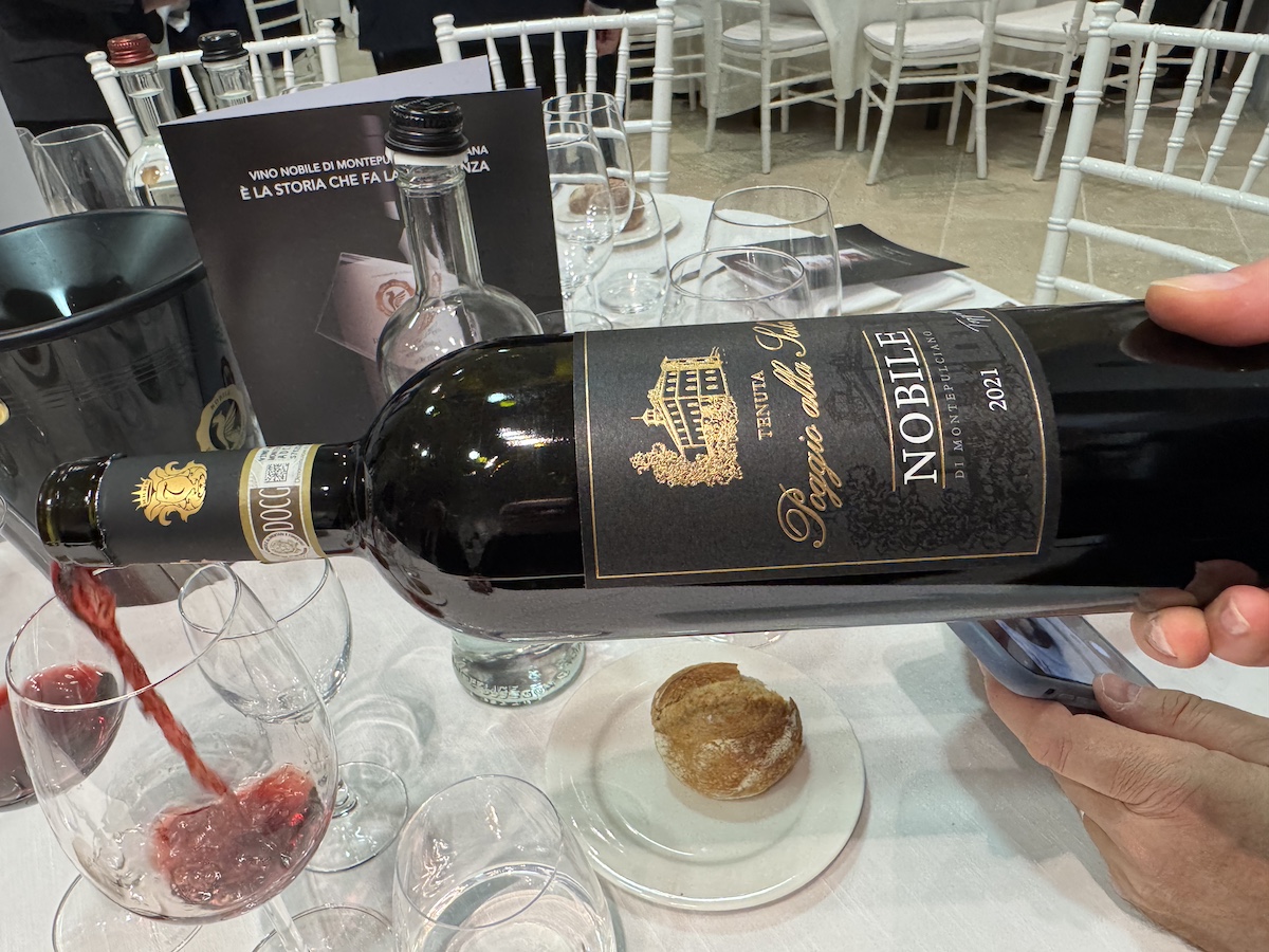 Uno dei vini in degustazione alla cena di gala