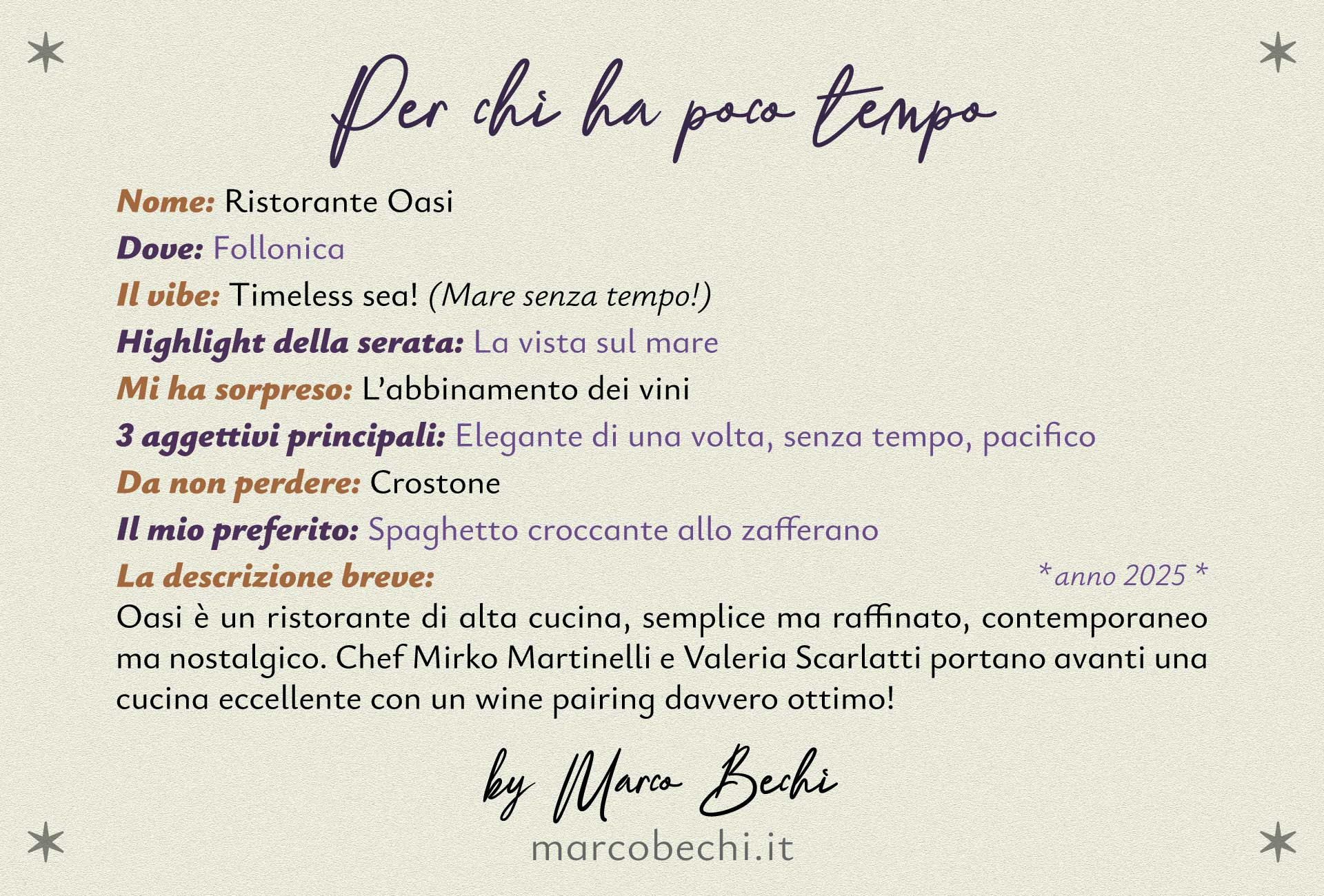 Per chi ha poco tempo