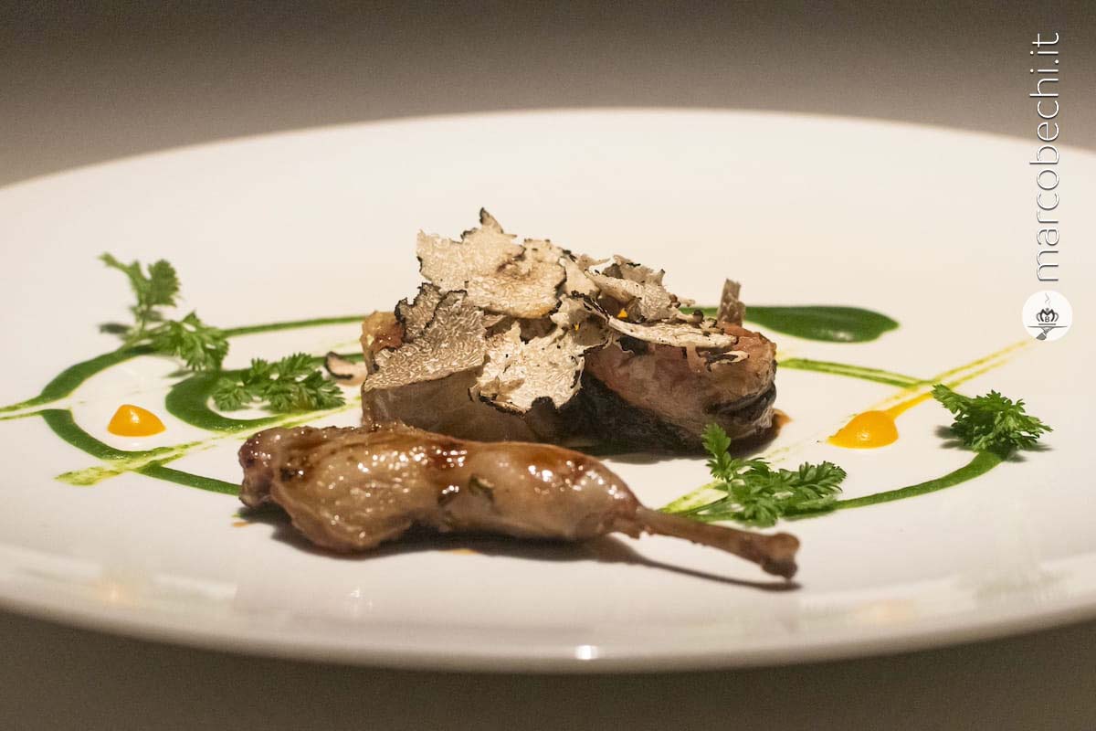  Quaglia alla brace ripiena di fegatini e tartufo nero