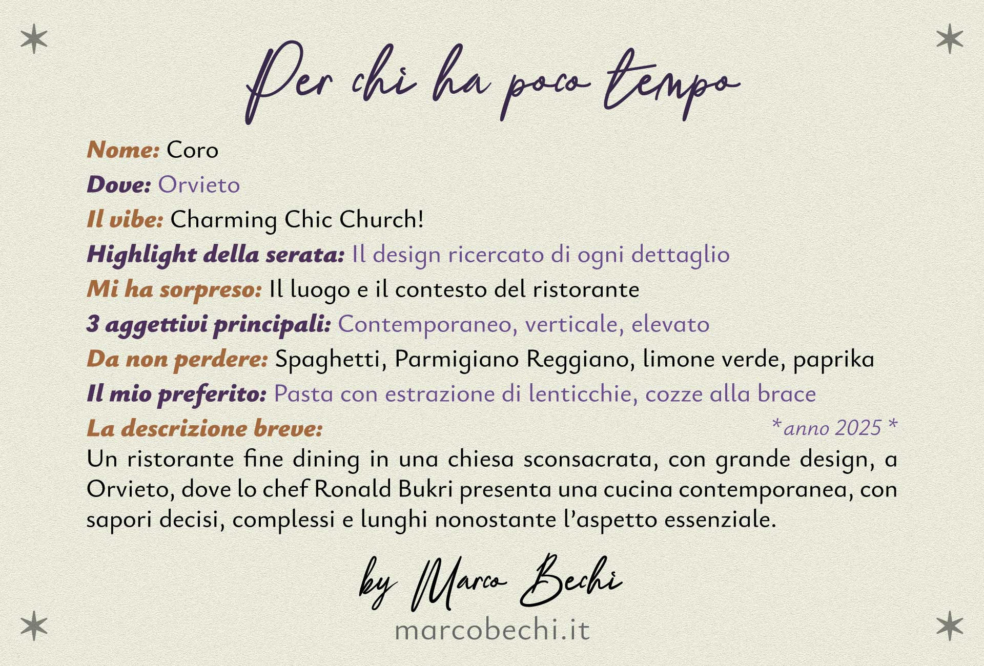 Per chi non ha tempo!