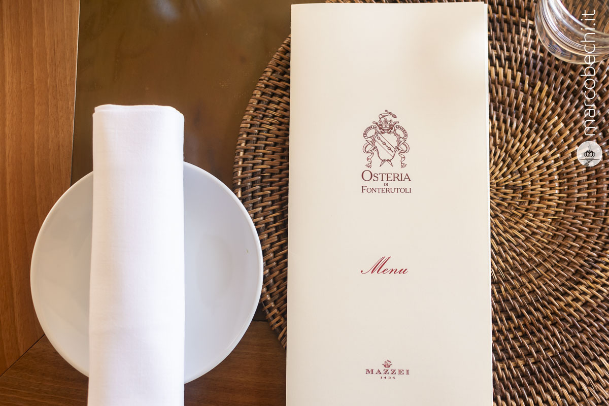 Il menù dell'Osteria di Fonterutoli