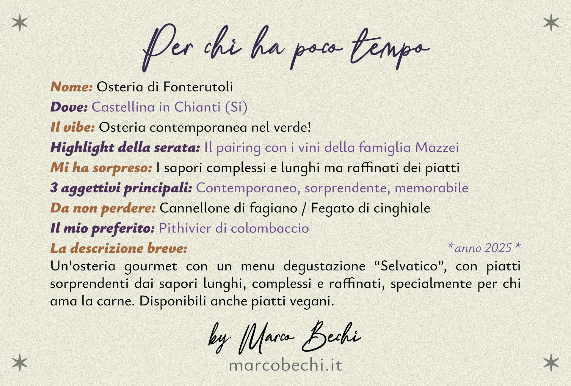 Per chi ha poco tempo