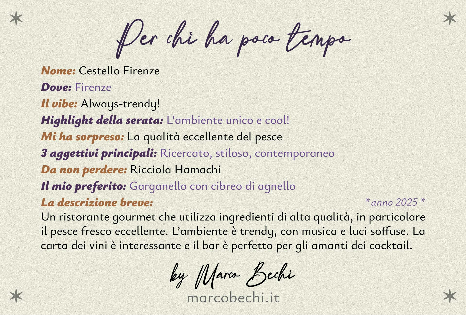 Per chi ha poco tempo