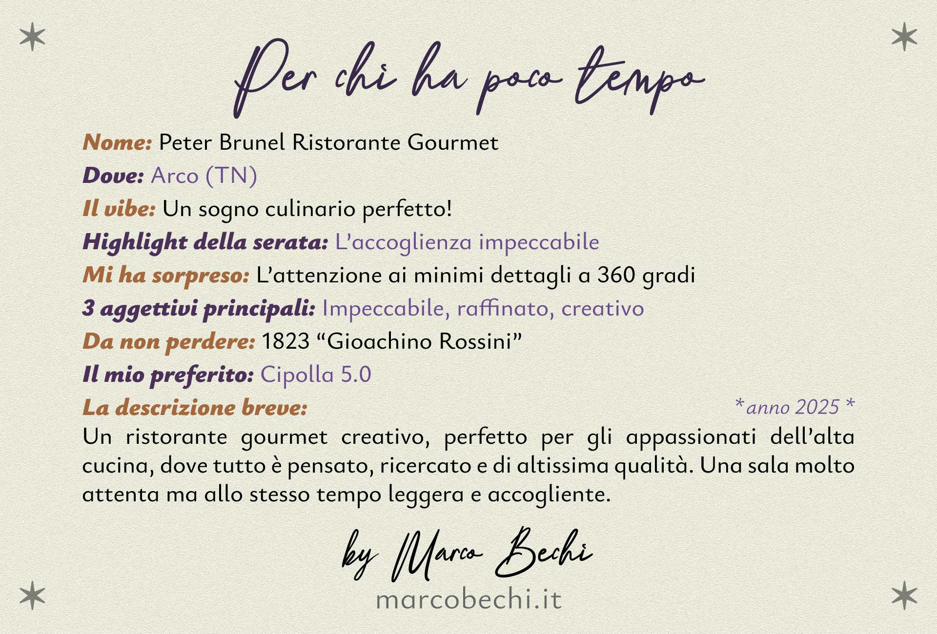 Per chi ha poco tempo