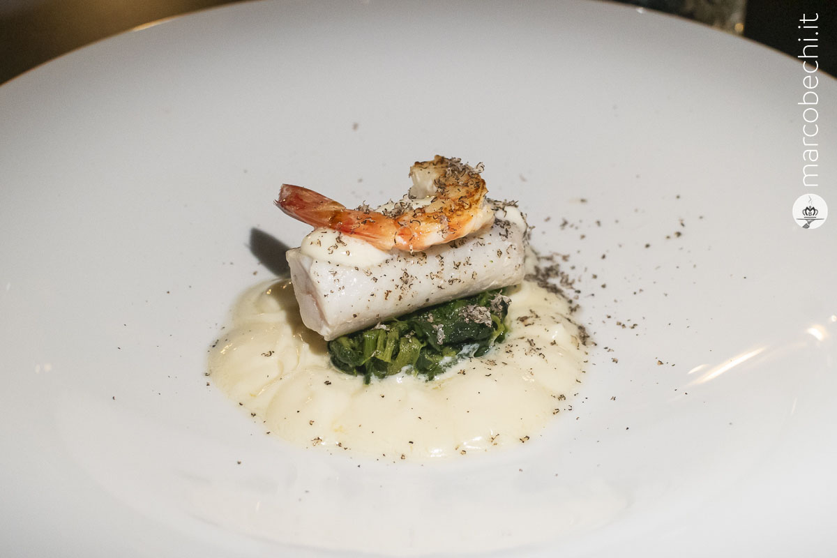 Sogliola, gamberi, spinacini, salsa mugnaia e tartufo