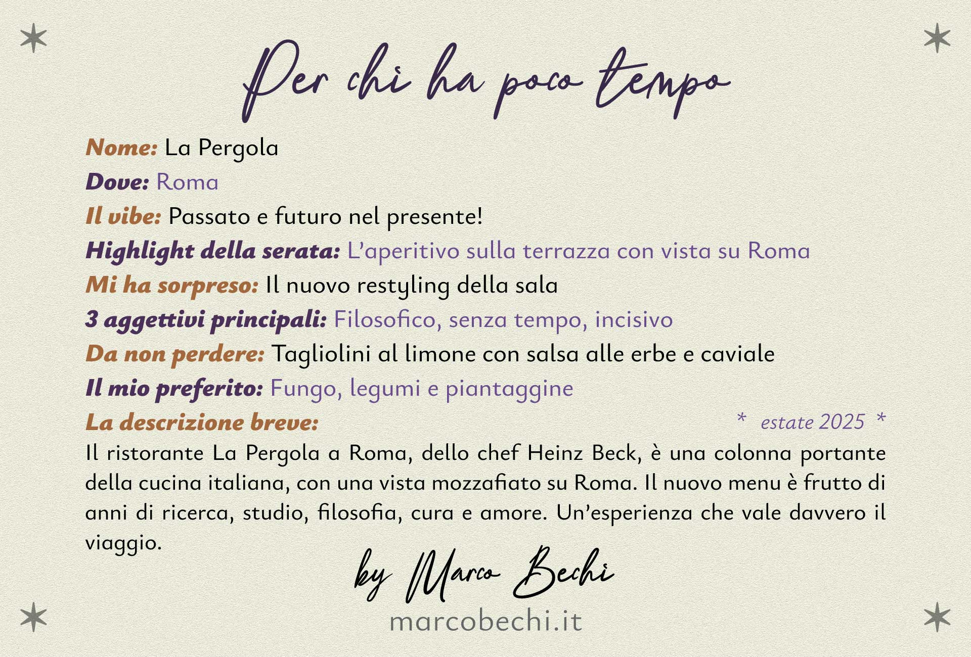 Per Chi Ha Poco Tempo
