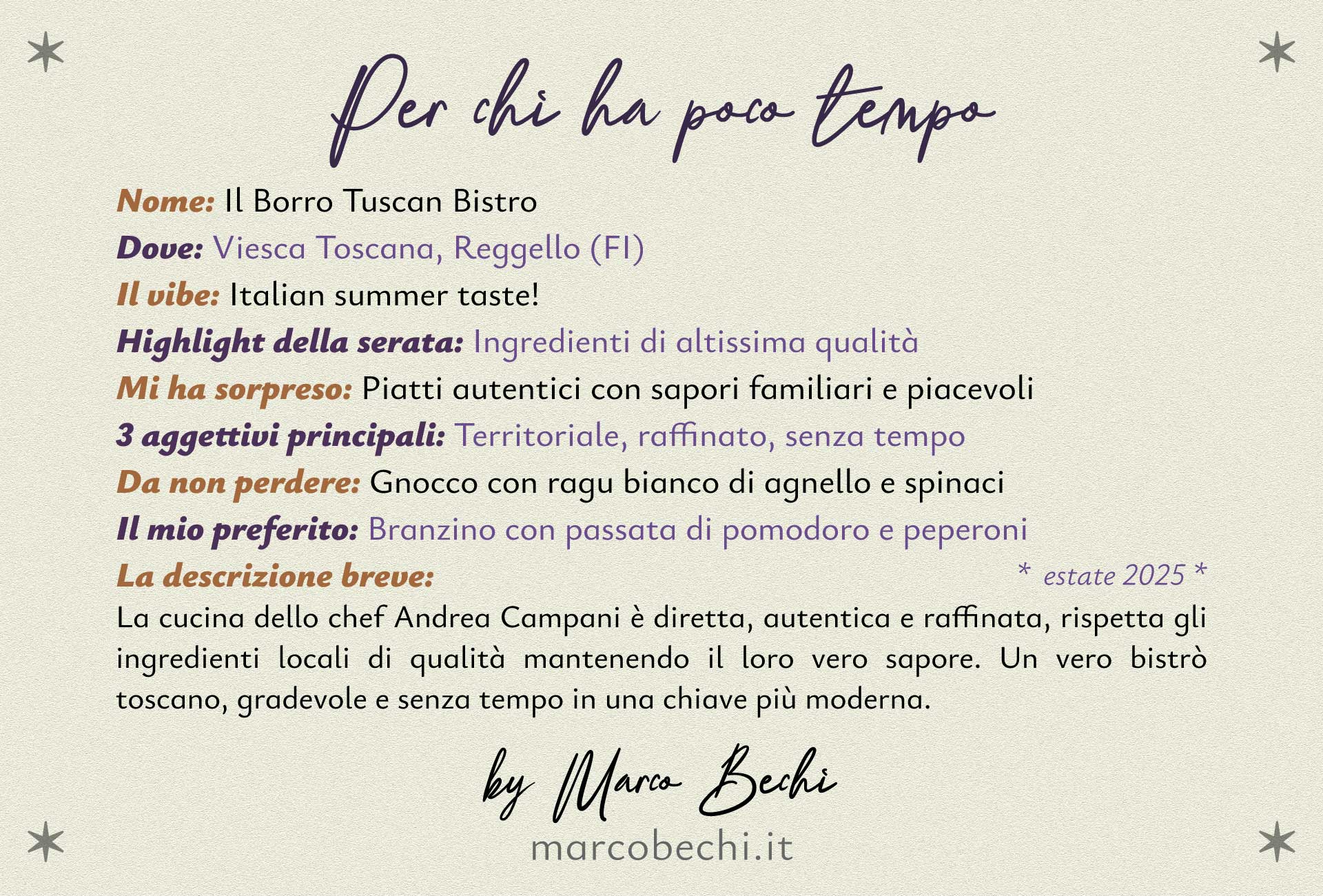 Per chi non ha tempo