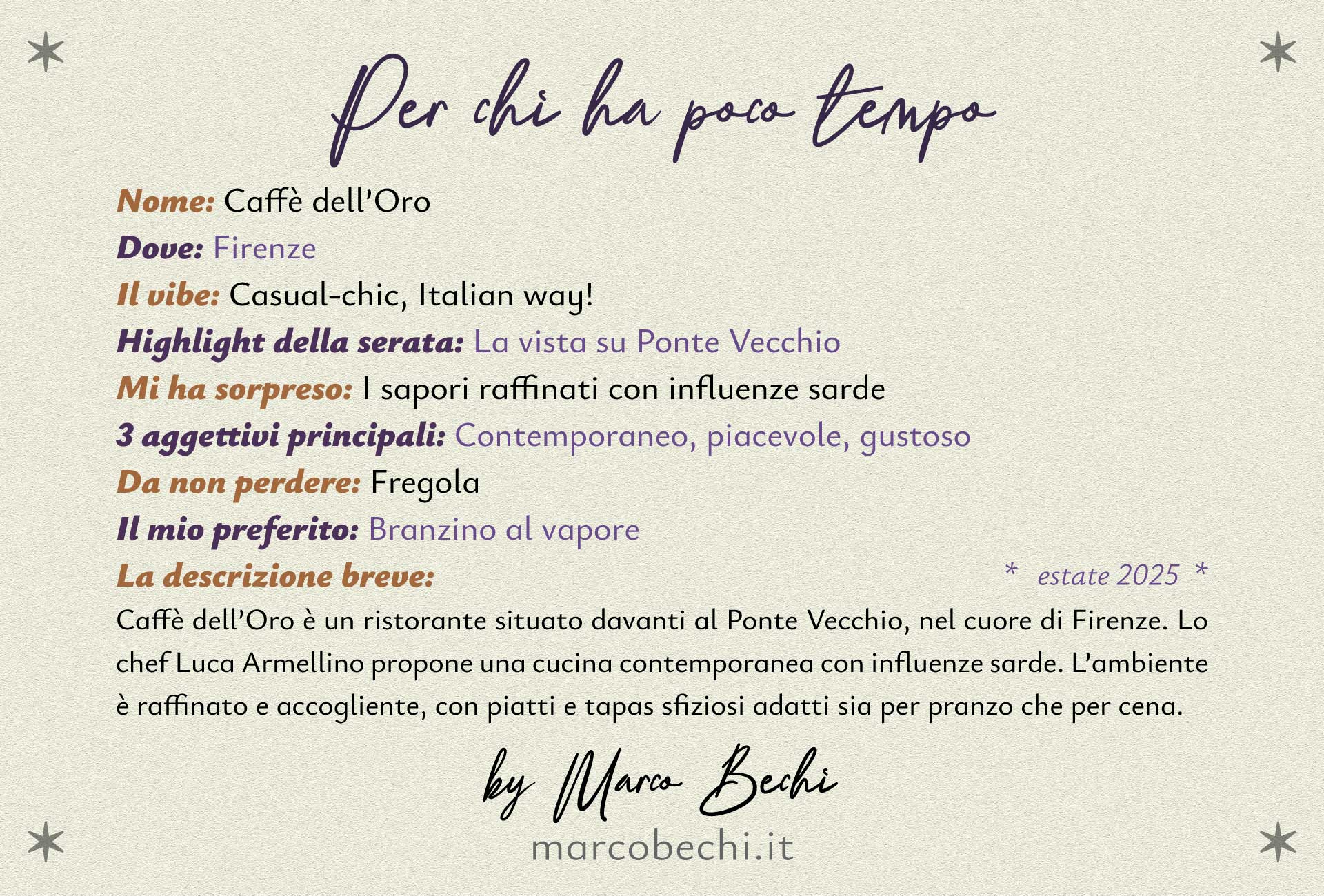 Per chi ha poco tempo