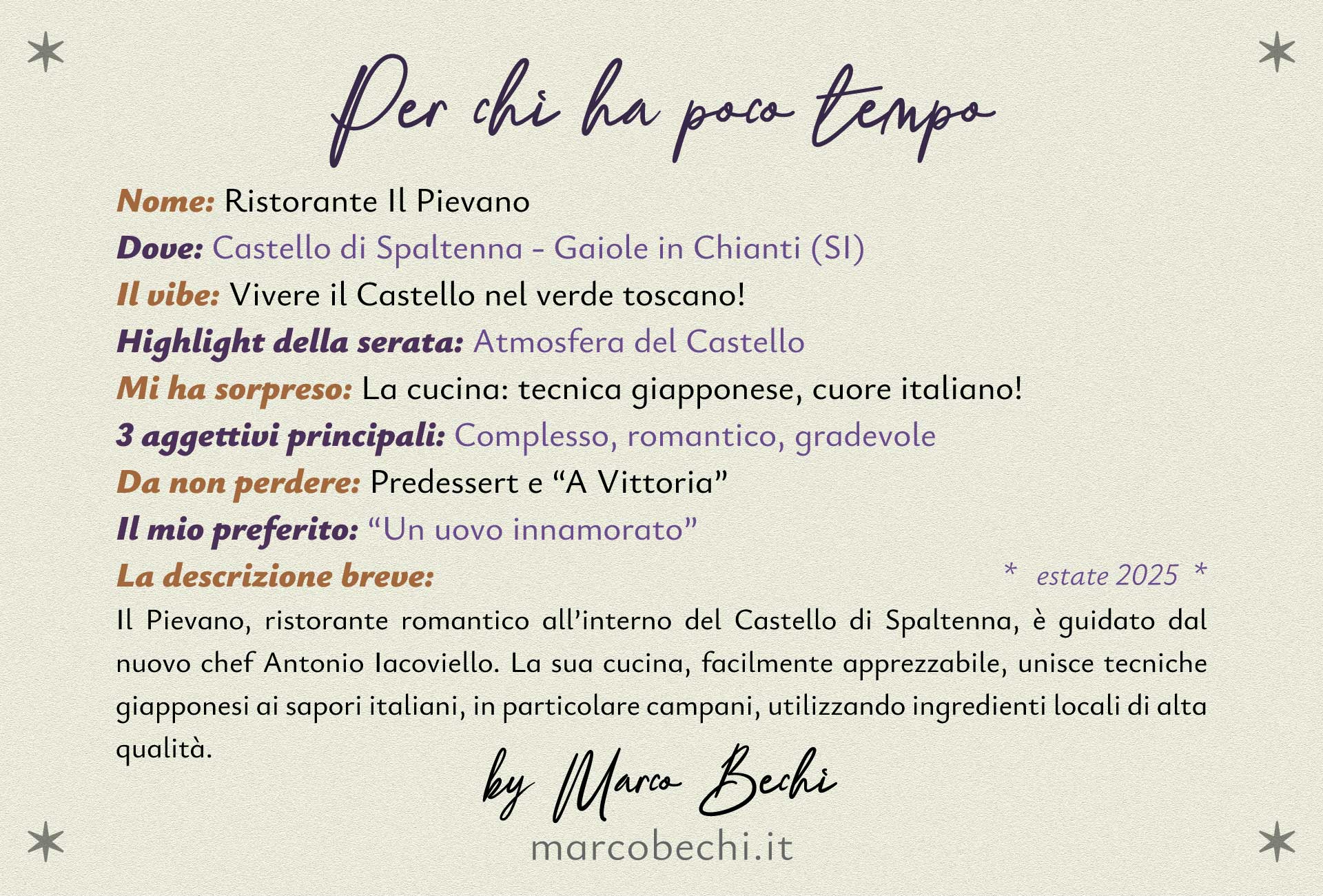 Per chi ha poco tempo