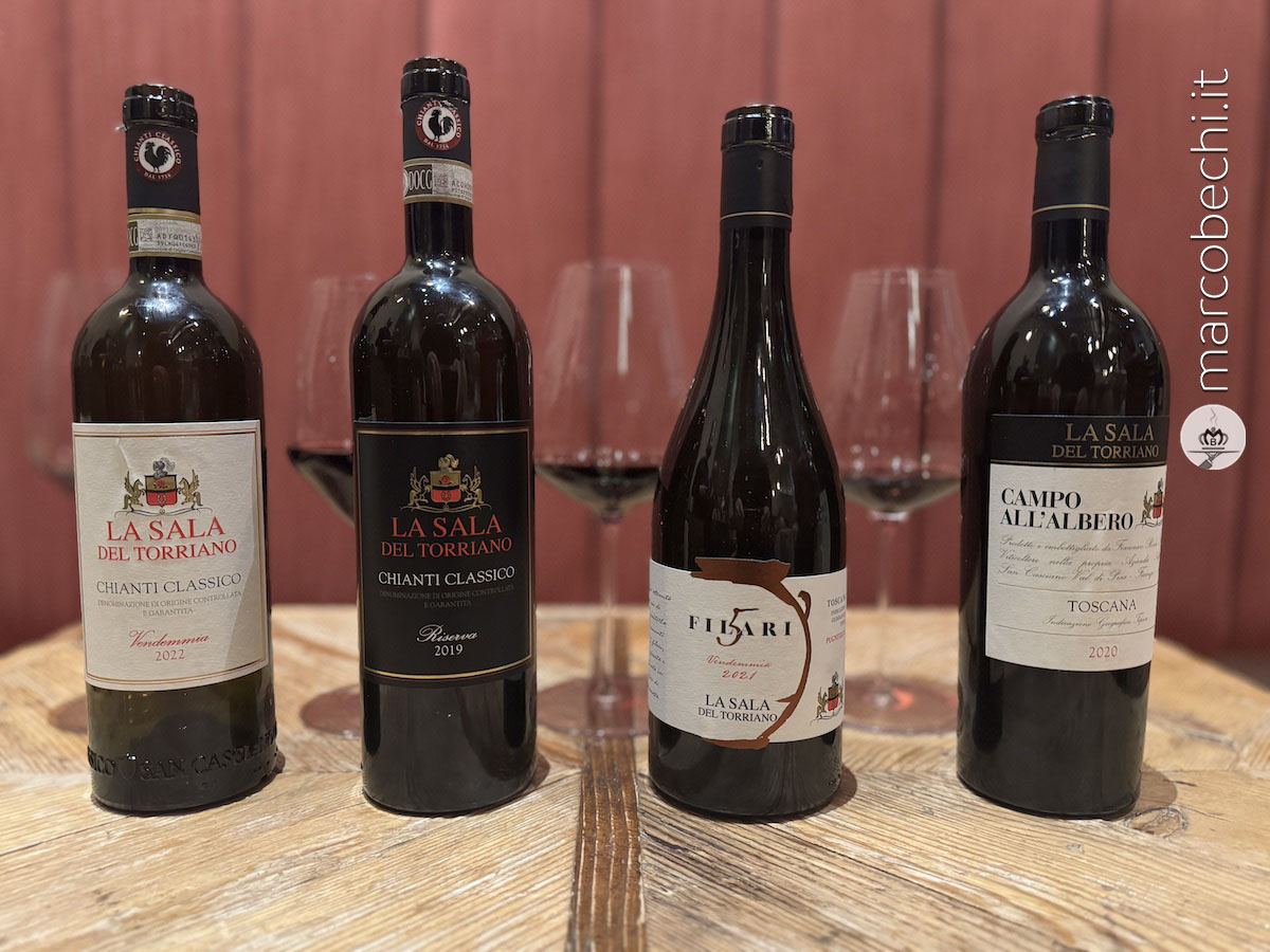 I vini in degustazione durante la cena