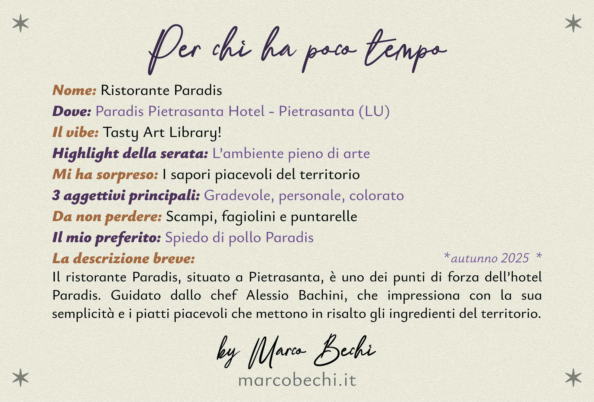 Per chi ha poco tempo