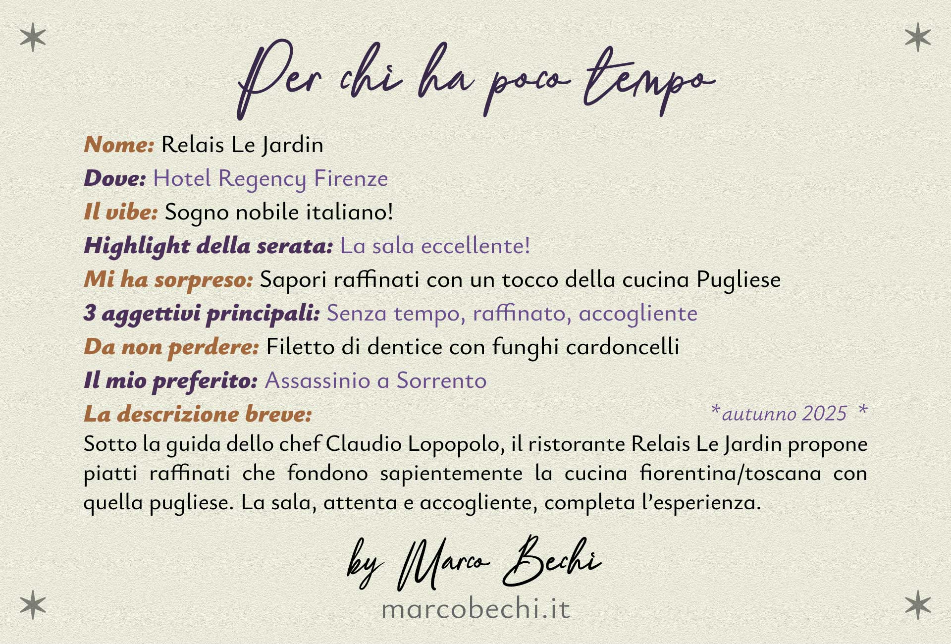 Per chi ha poco tempo
