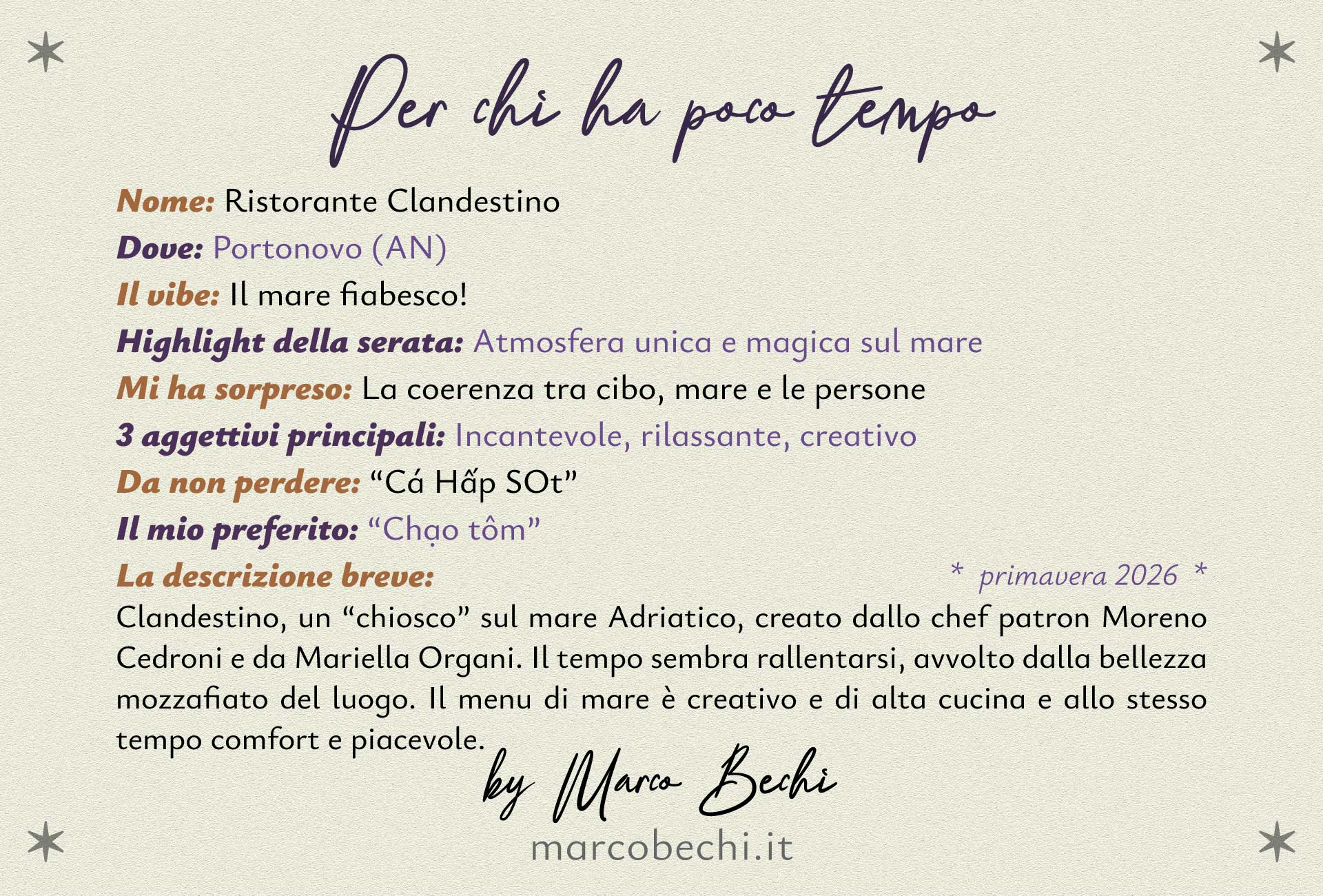 Per chi ha poco tempo