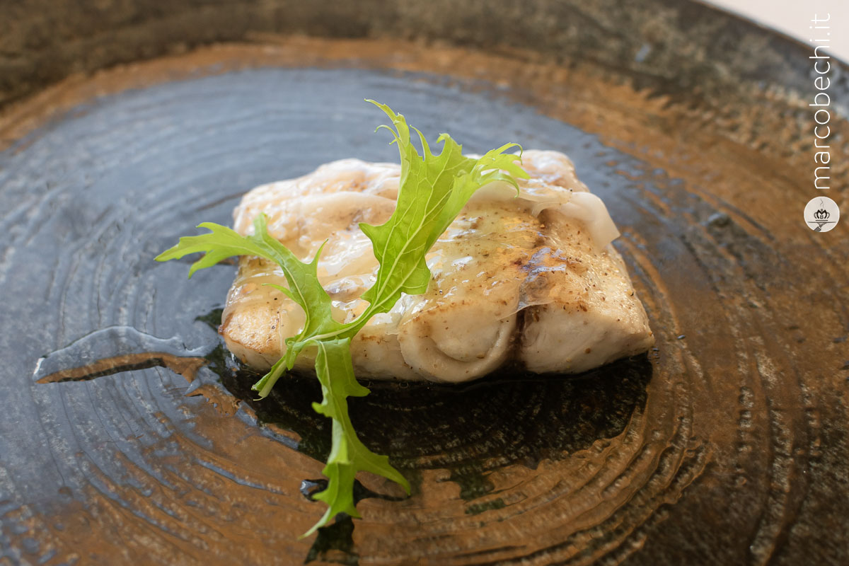 Coda di ombrina e lardo di Colonnata