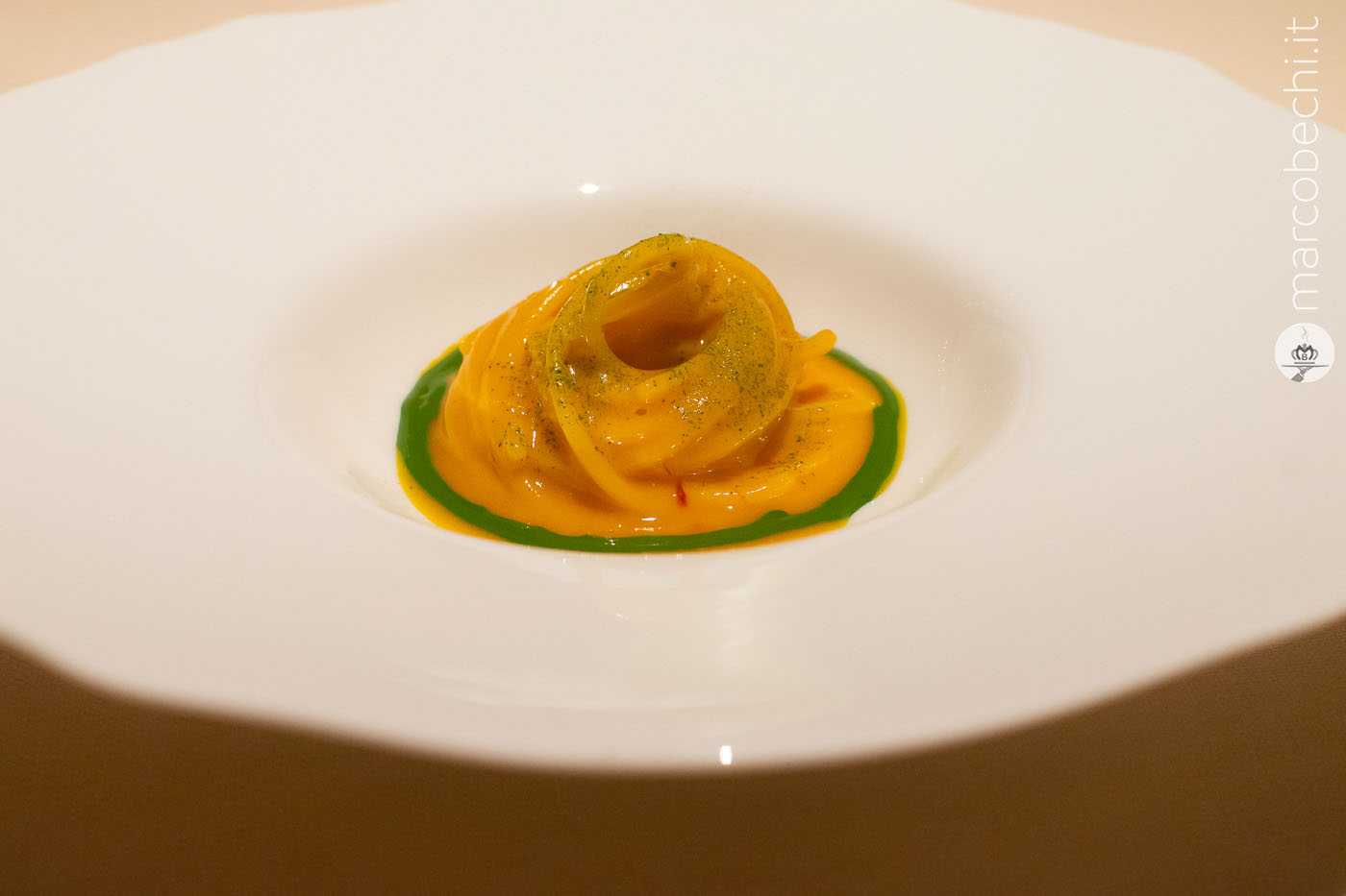 Spaghetti "Martelli", Zafferano di San Gimignano e Alloro