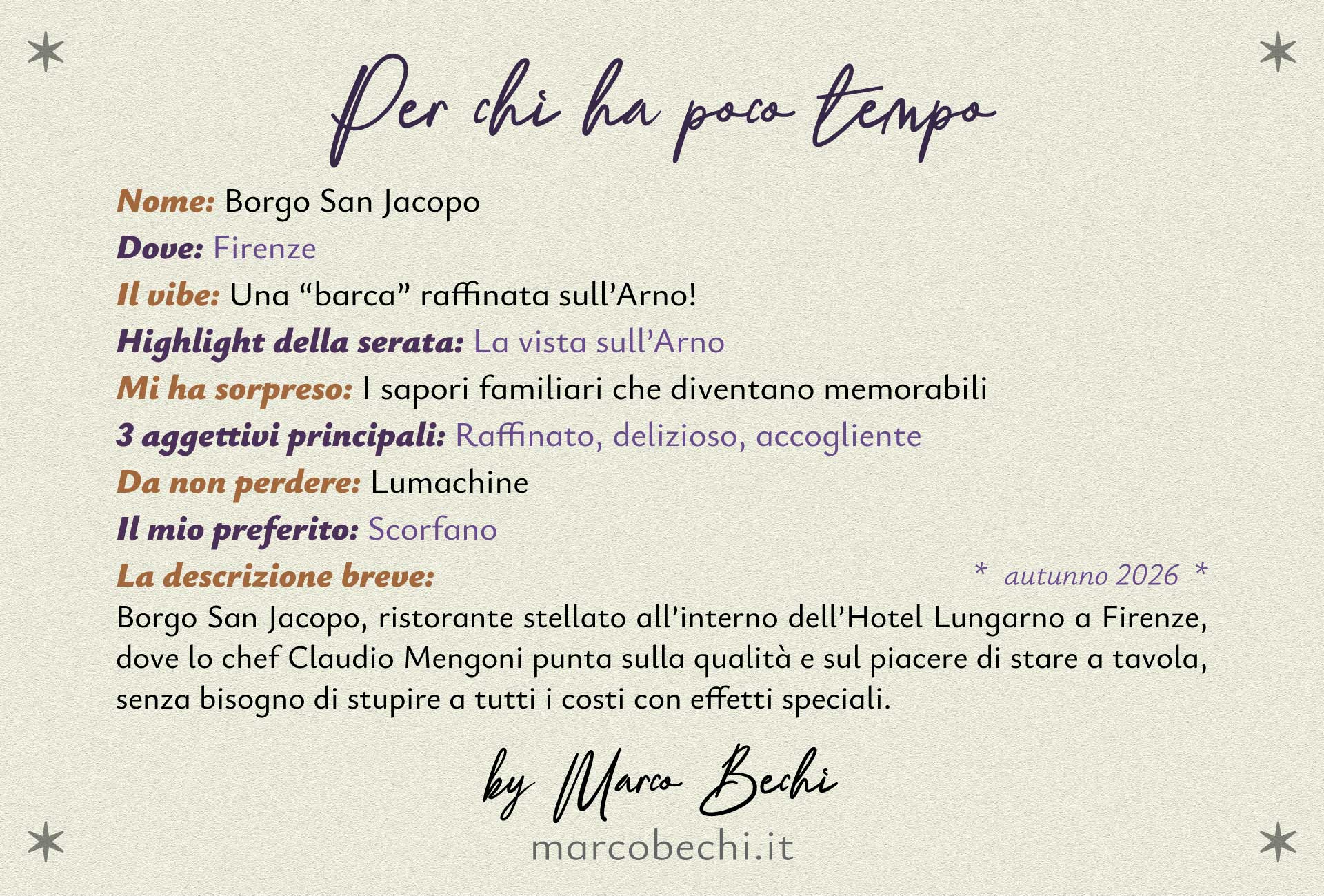 Borgo San Jacopo - Per Chi Ha Poco Tempo